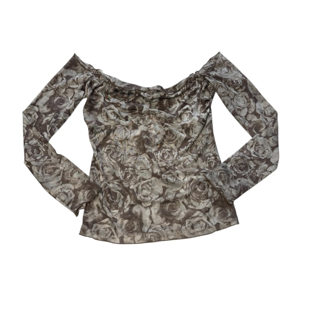 Floral Off-Shoulder Mesh y2k Women's Top